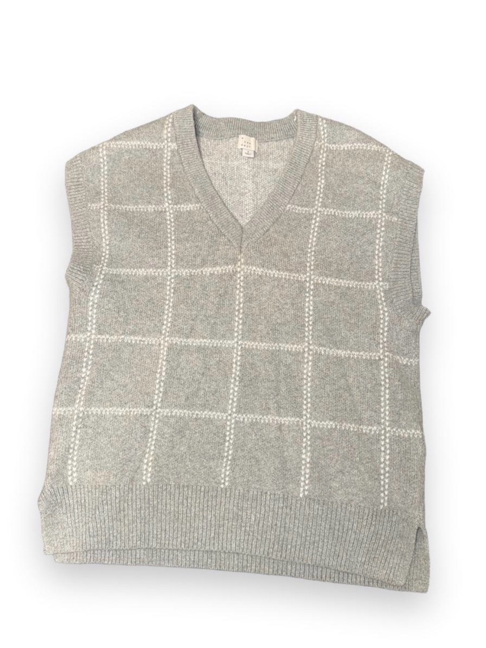 a new day Gray V-Neck Windowpane Sweater Vest